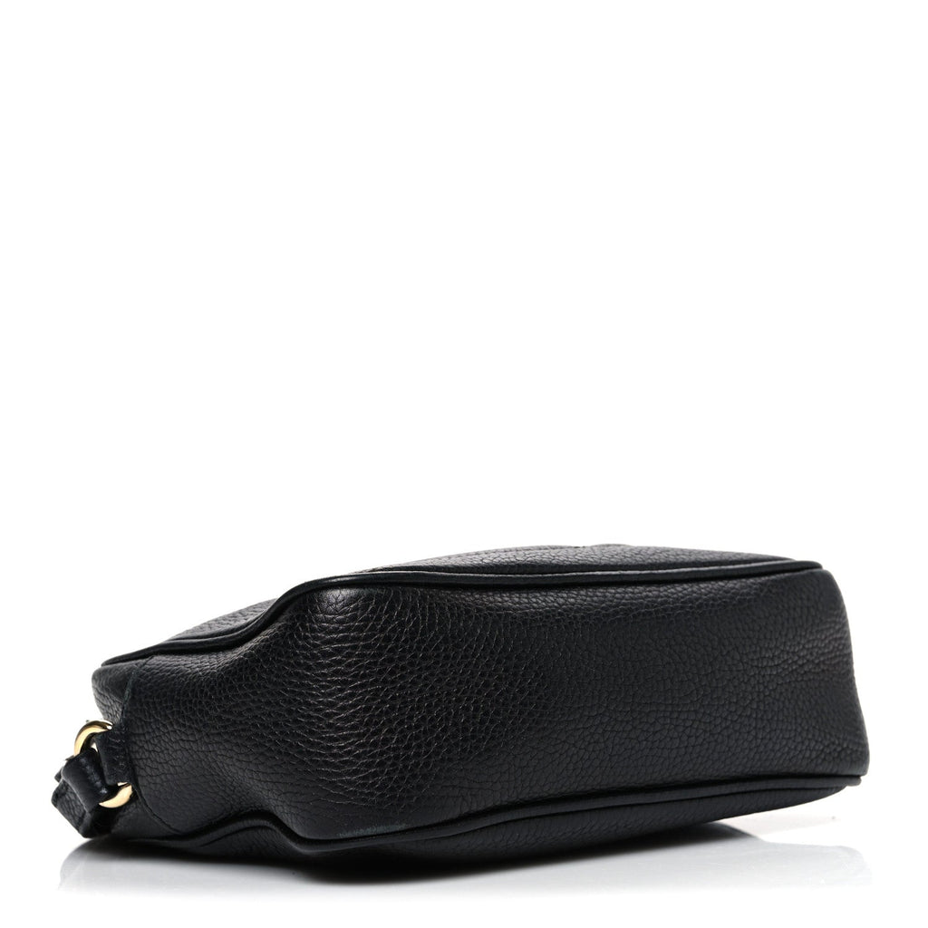 Pebbled Calfskin Small Soho Disco Bag Black