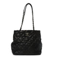 Calfskin Contrast Stitch Tote Black