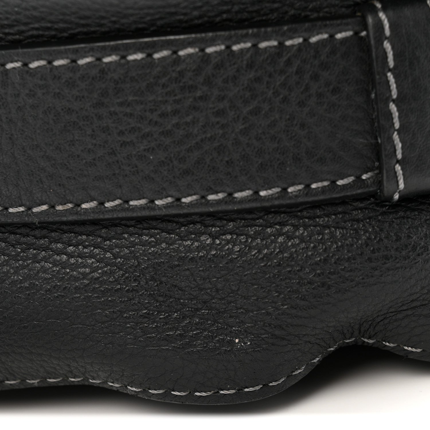 Grained Calfskin Medium Marcie Saddle Bag Black