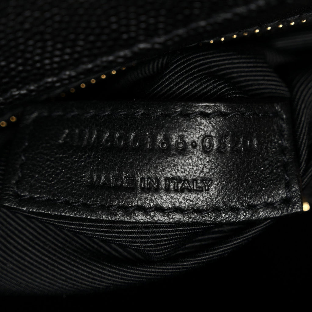 Grain De Poudre Textured Mixed Matelasse Large Triquilt Monogram Satchel Black