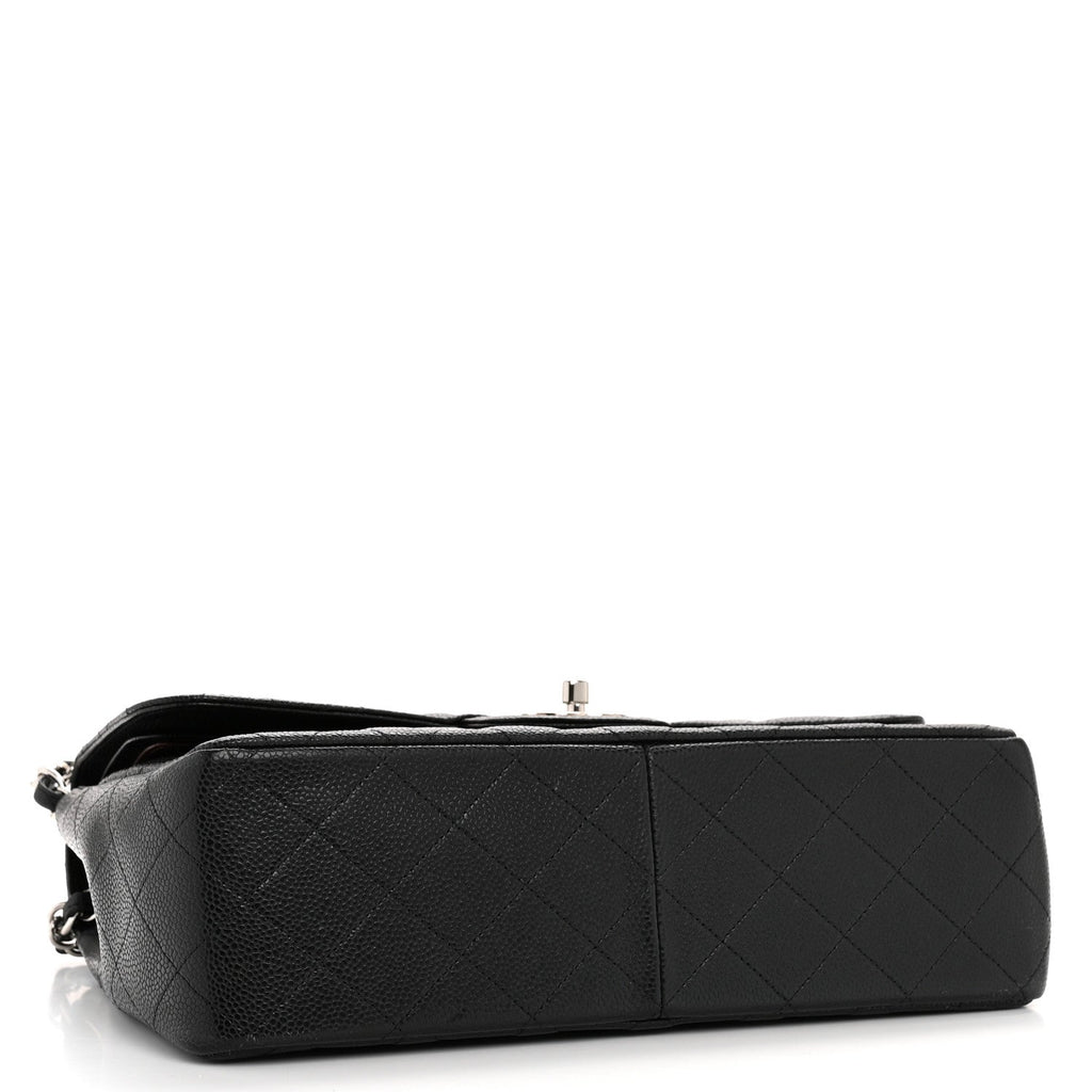 Caviar Quilted Jumbo Double Flap Black
