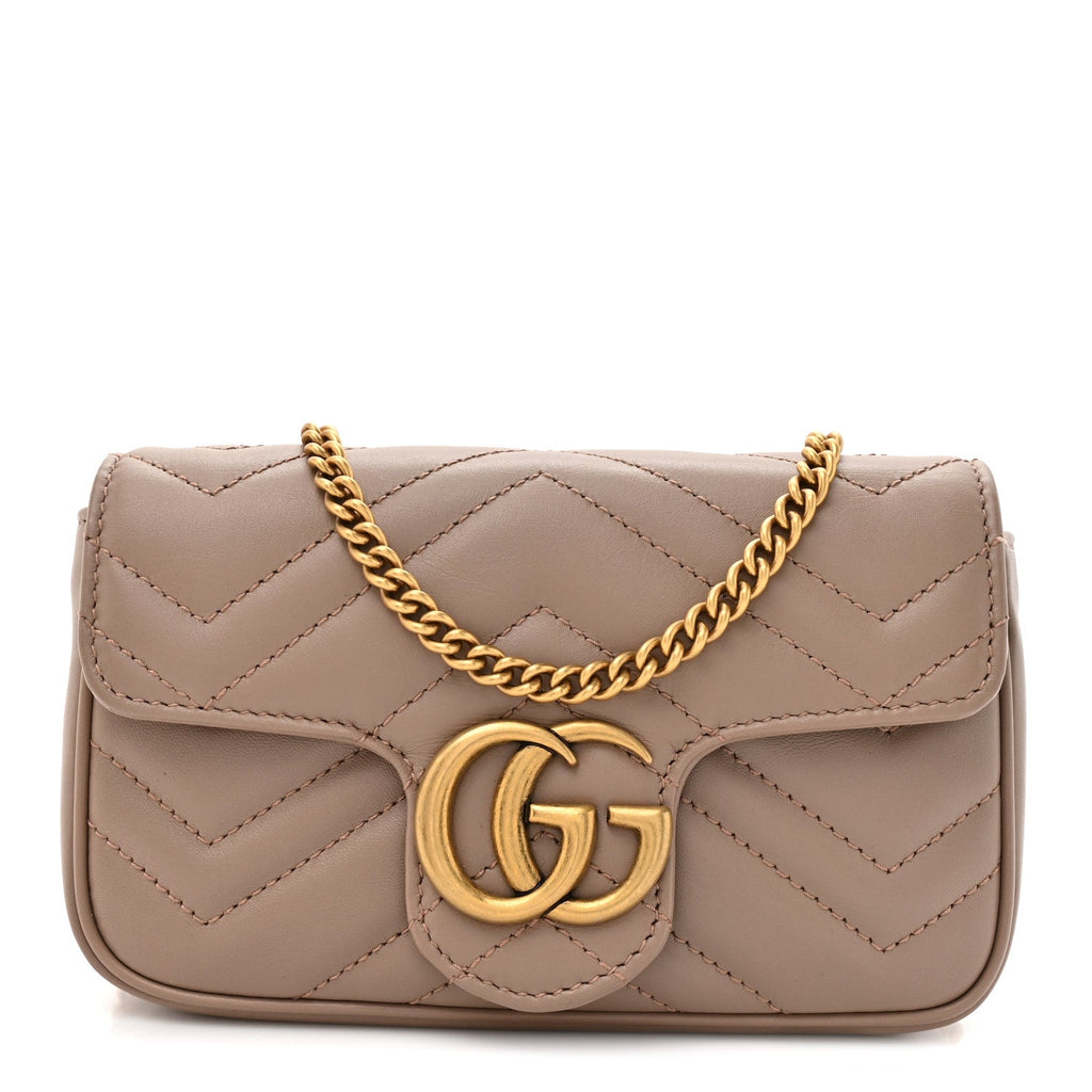Calfskin Matelasse Super Mini GG Marmont Shoulder Bag Porcelain Rose