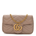 Calfskin Matelasse Super Mini GG Marmont Shoulder Bag Porcelain Rose