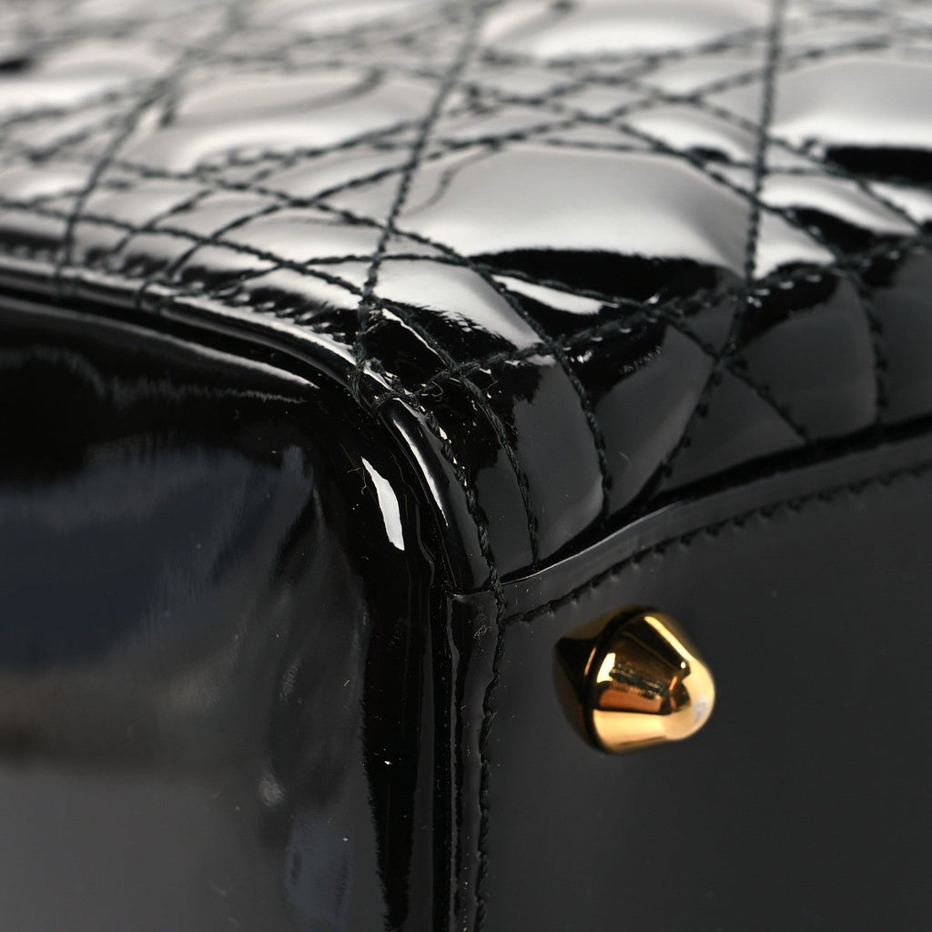 Patent Cannage Large Lady Dior Black