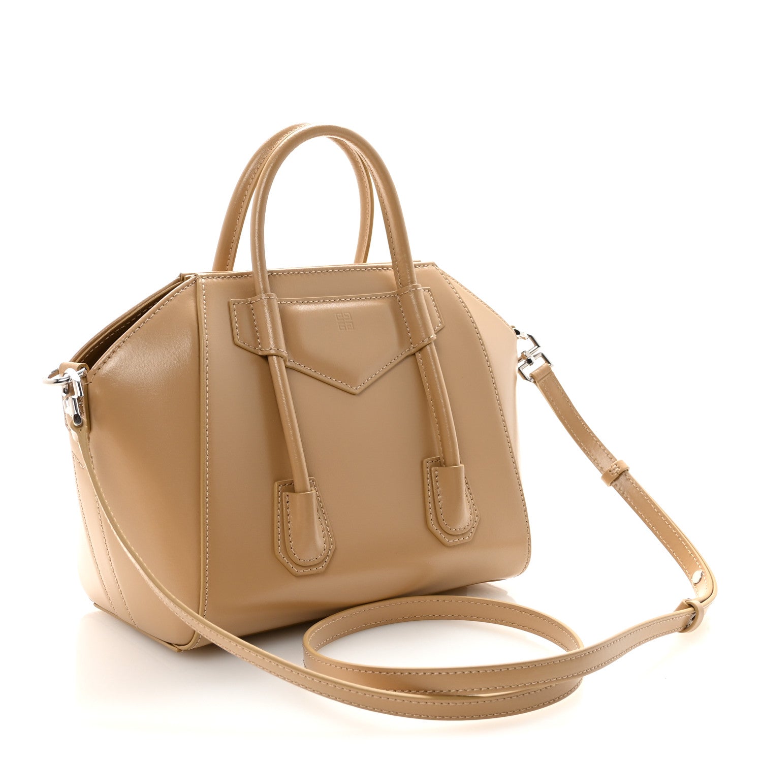 Box Calfskin Mini Lock Antigona Shoulder Bag Beige Cappuccino