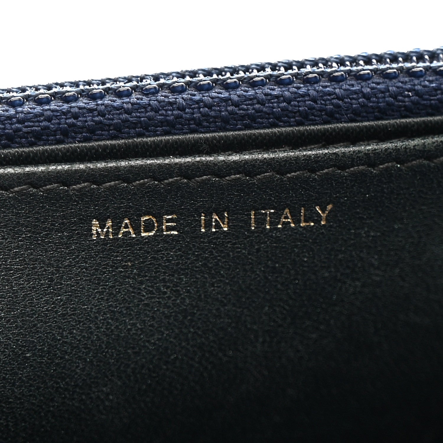 Metallic Lambskin Camellia Embossed Wallet on Chain WOC Navy