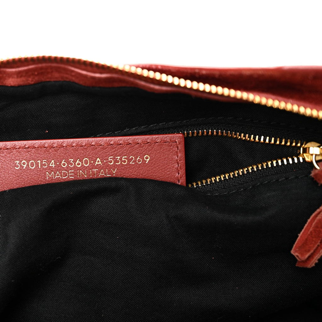 Baby Daim Suede Gold Metallic Edge Hardware City Bois De Rose Fonce