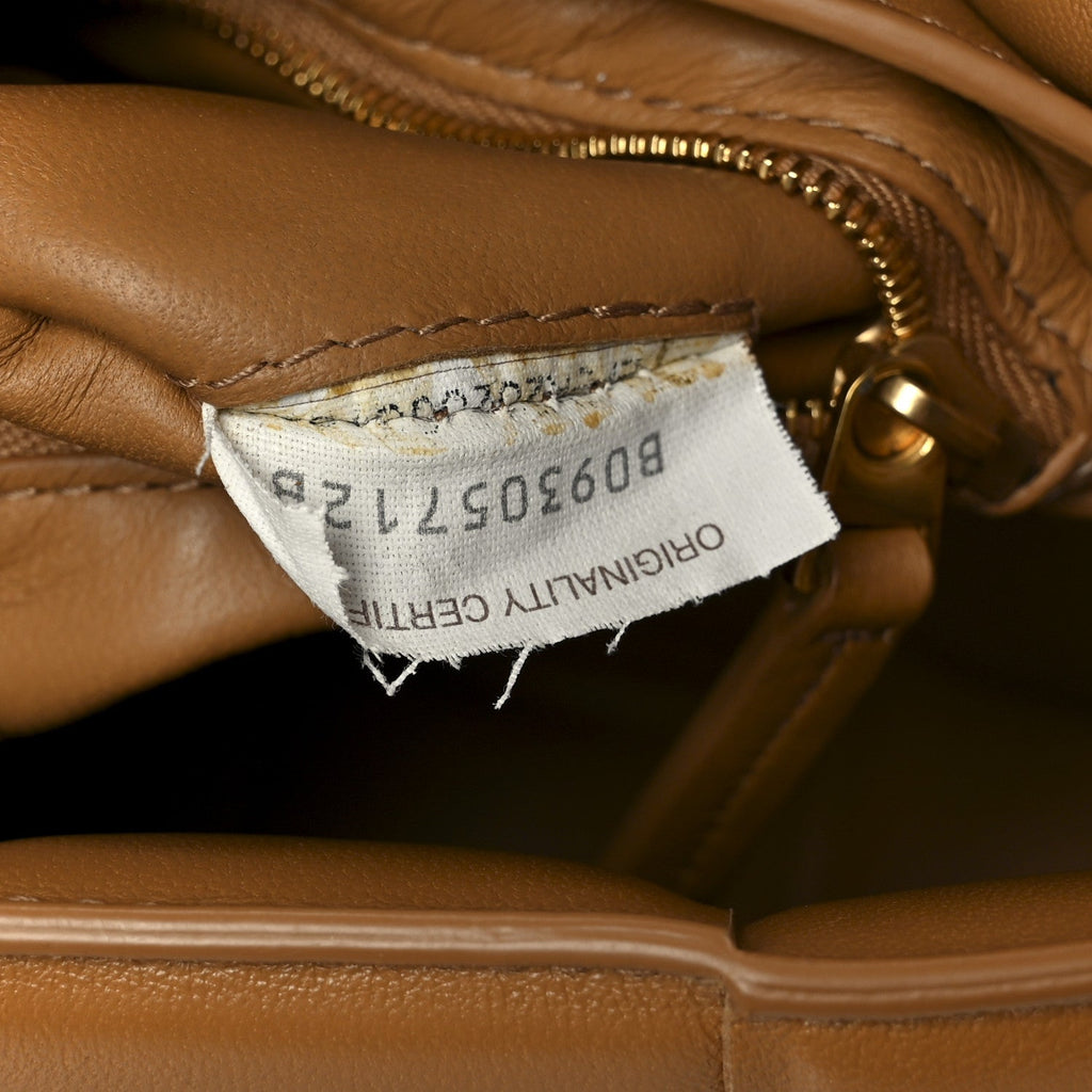 Nappa Maxi Intreccio Padded Cassette Crossbody Bag Caramel