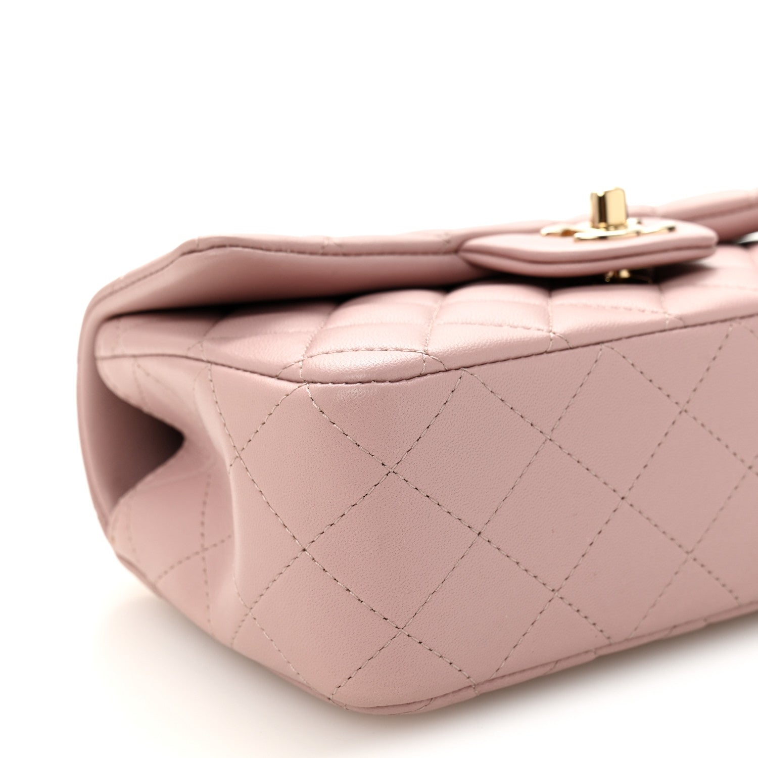 Lambskin Quilted Mini Top Handle Rectangular Flap Light Pink
