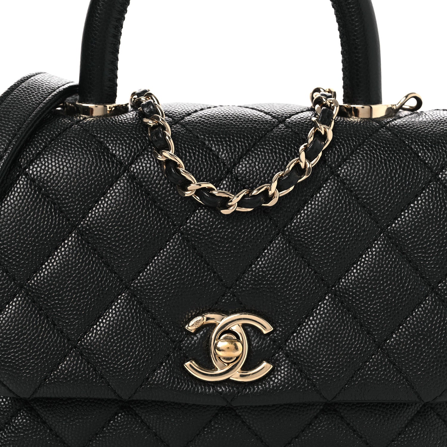 Caviar Quilted Extra Mini Coco Handle Flap Black