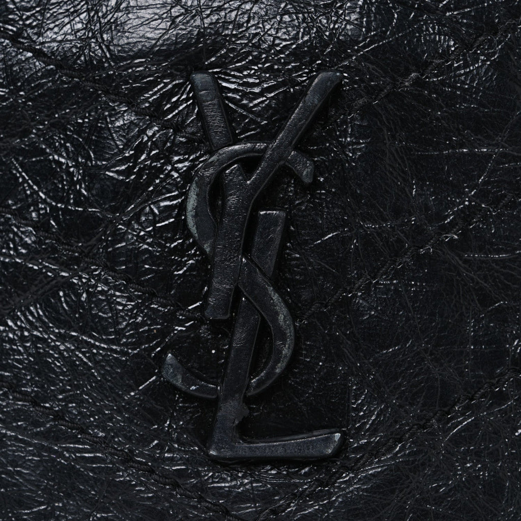 Crinkled Calfskin Matelasse Monogram Niki Chain Wallet Black