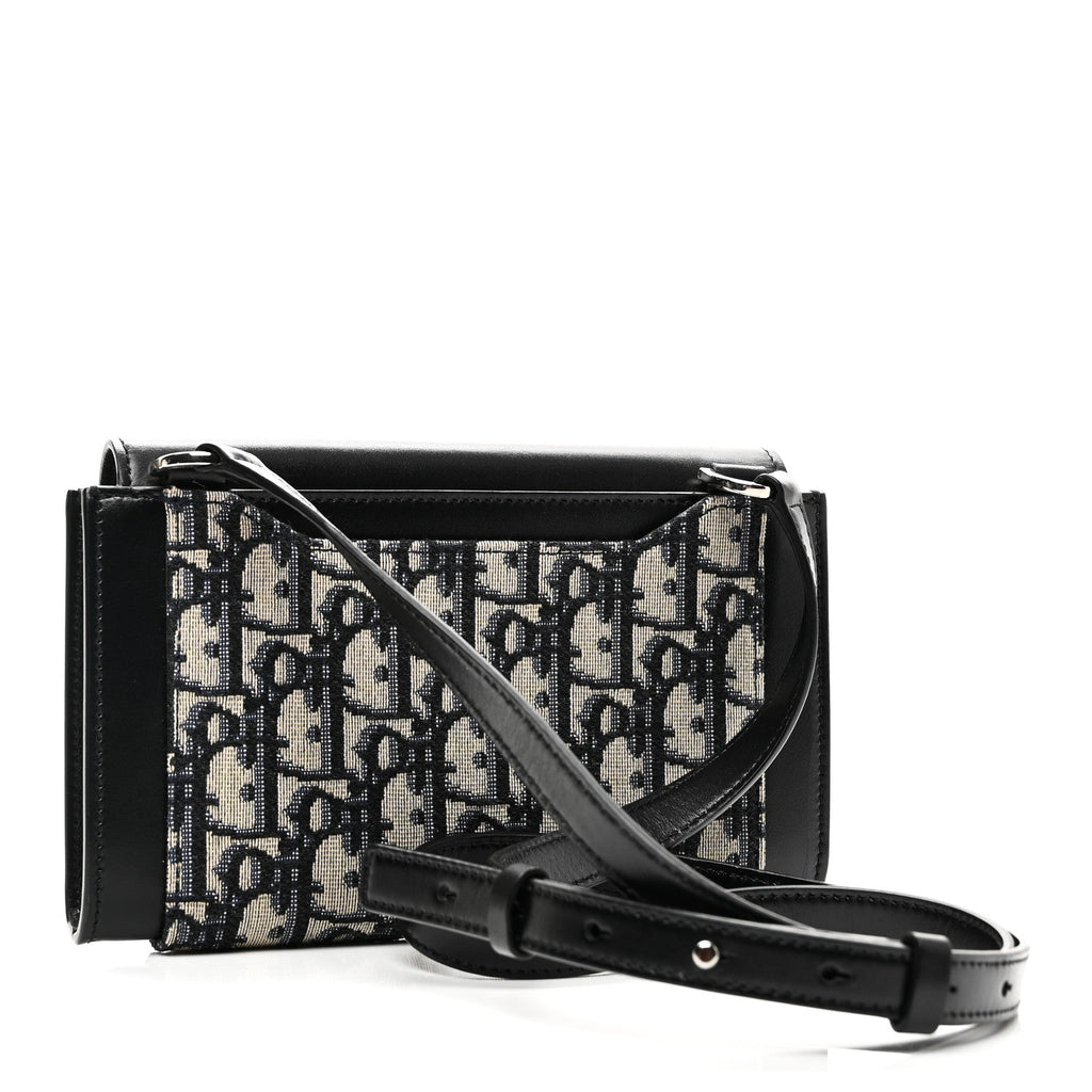 Oblique Smooth Calfskin Elite Wallet On Strap Black Blue