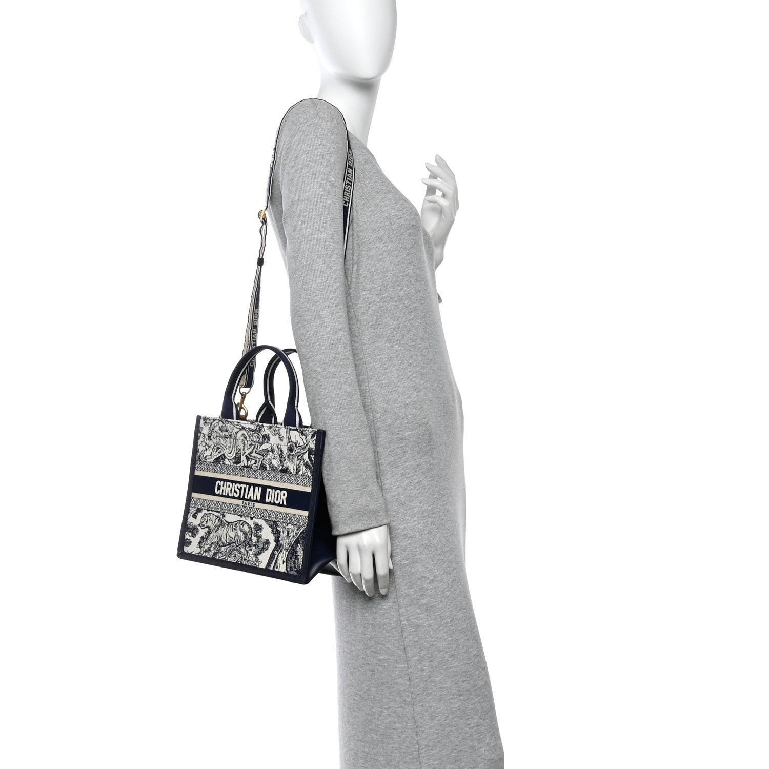 Calfskin Dioriviera Toile De Jouy Small Book Tote With Strap Blue Multicolor