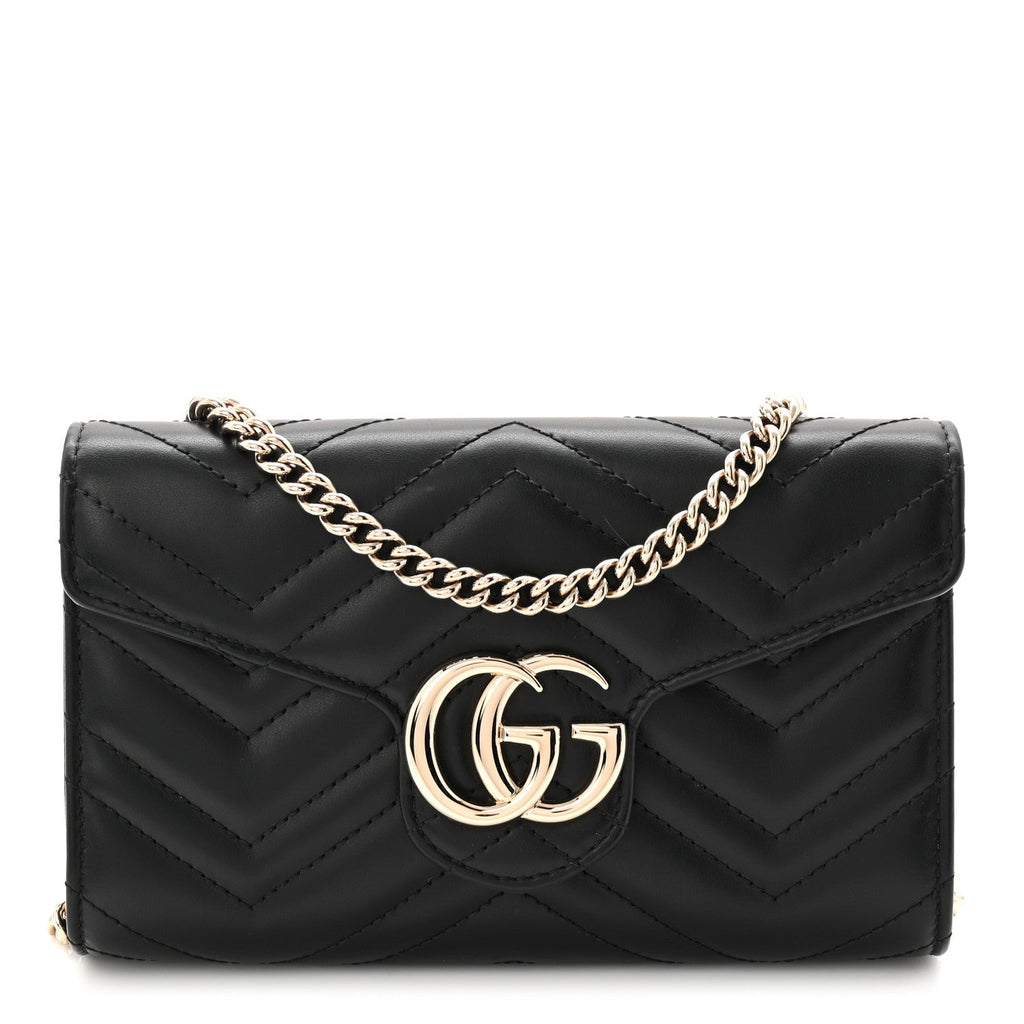 Calfskin Matelasse GG Marmont Wallet on Chain Black