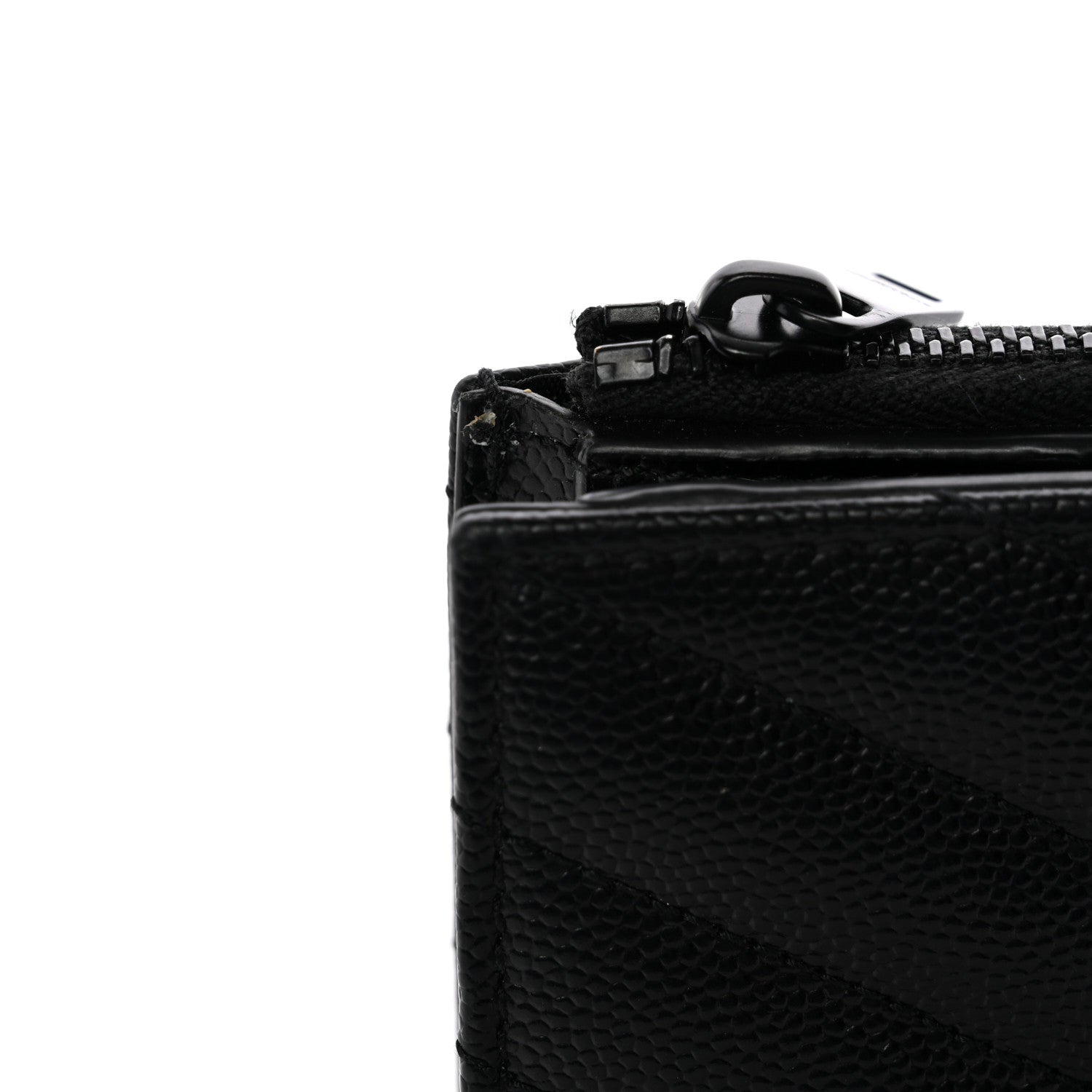 Grain De Poudre Matelasse Chevron Monogram Zipped Two-Part Wallet Black