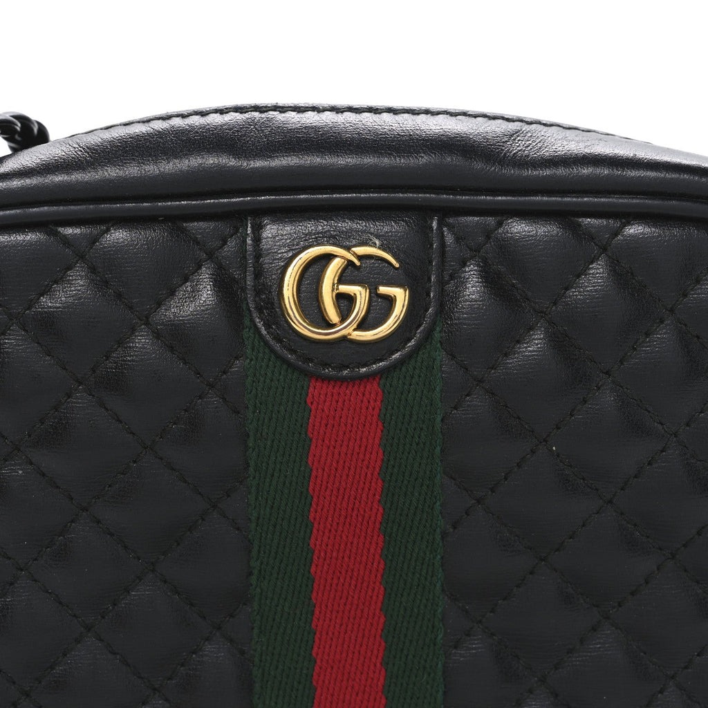 Calfskin Trapuntata Web Mini GG Shoulder Bag Black