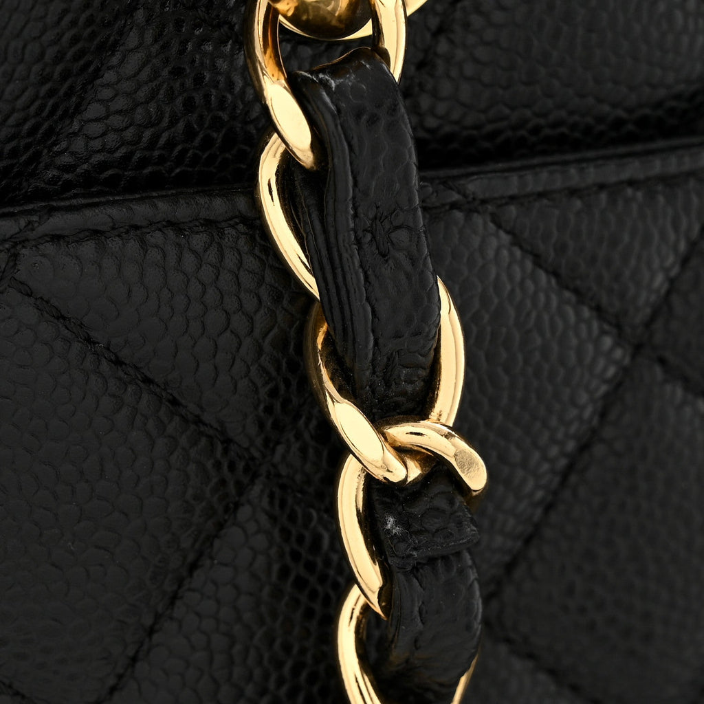 Caviar Quilted Grand Shopping Tote GST Black