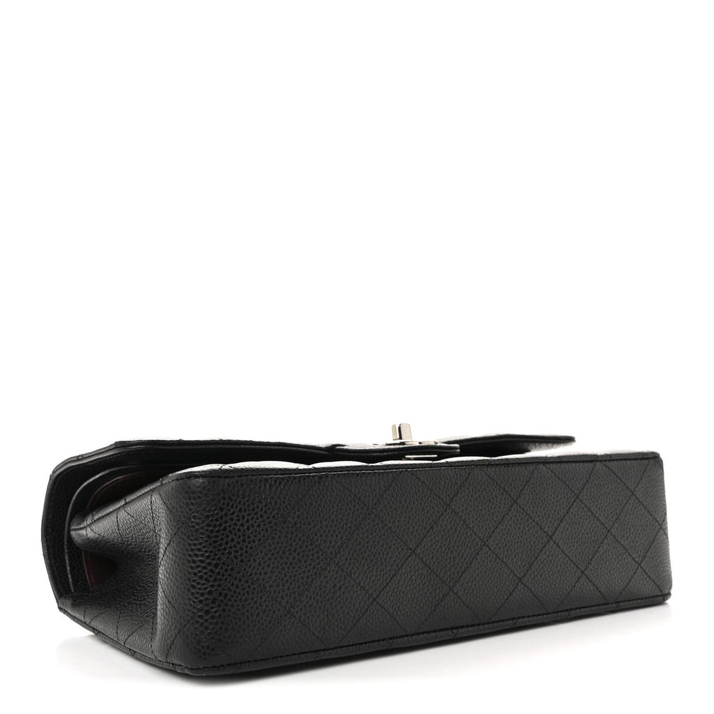Caviar Quilted Medium Double Flap Black