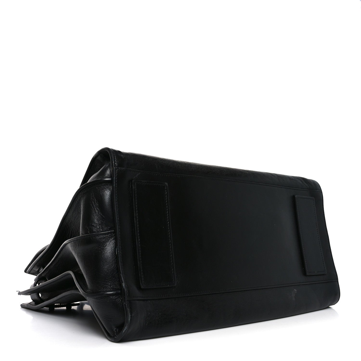 Textured Patent Large Souple Sac De Jour Black
