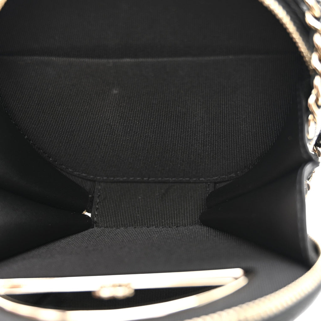 Caviar Quilted Round Handle With Care Vanity With Chain Black