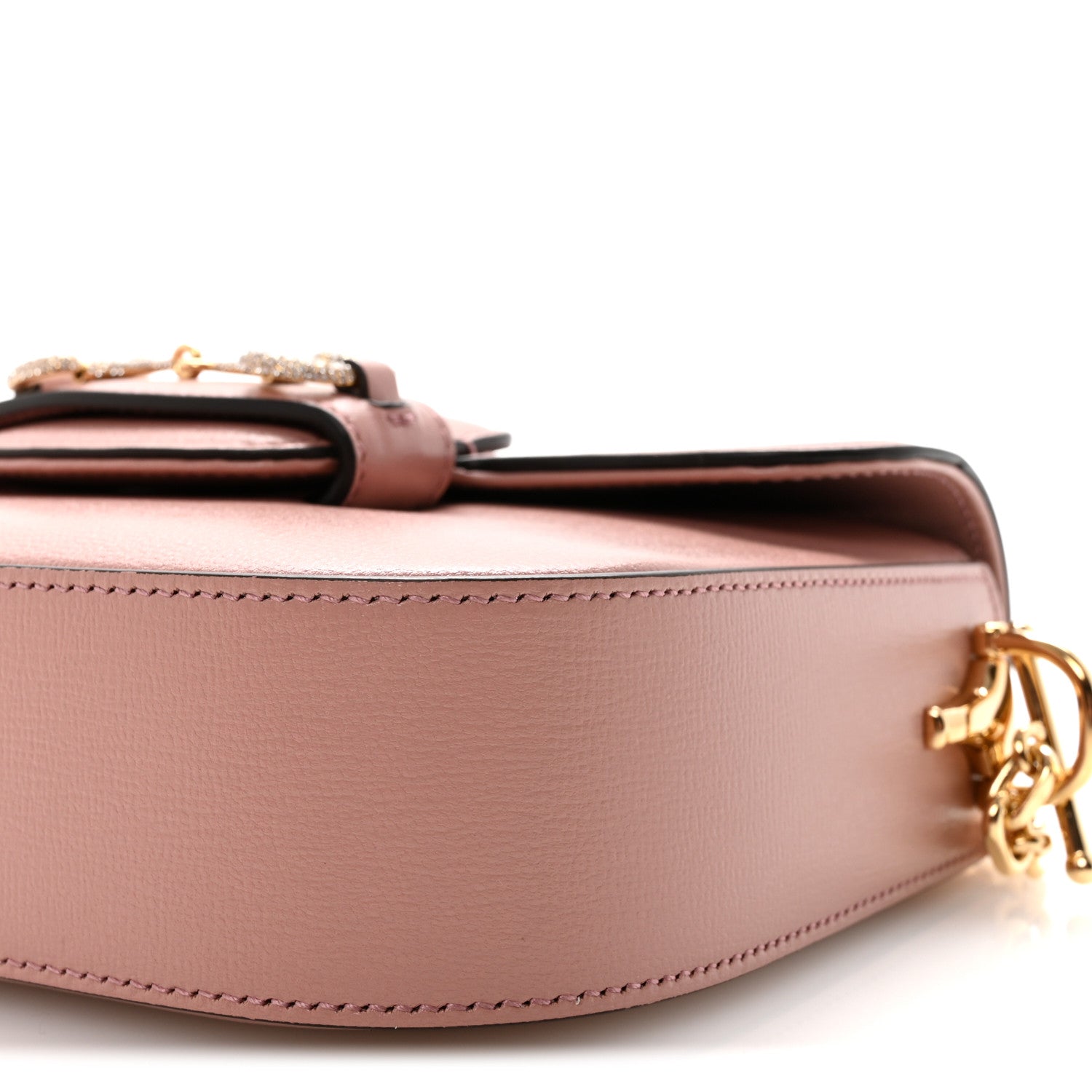 Azalea Calfskin Crystal GG Monogram Mini Horsebit 1955 Shoulder Bag Pink