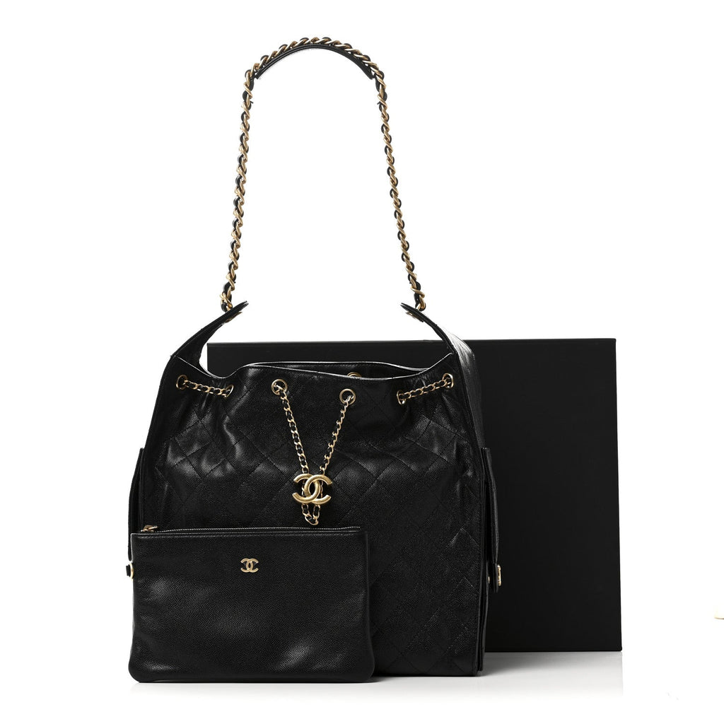 Caviar Quilted Medium Chanel 25 Handbag Black
