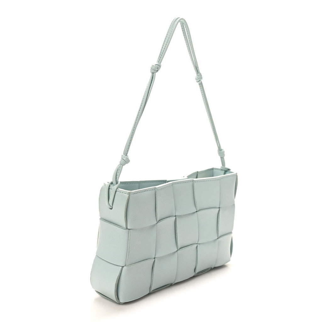 Calfskin Maxi Intrecciato Cassette Pouch On Strap Pale Blue