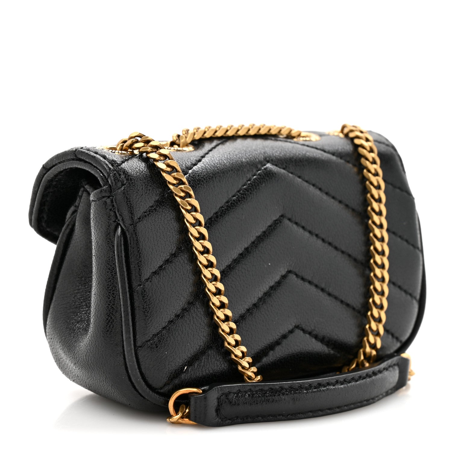 Lambskin Chevron Quilted Micro LouLou Black