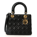 Lambskin Cannage Medium Lady Dior Black