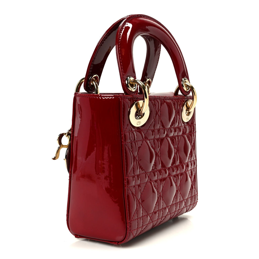 Patent Cannage Mini Lady Dior Red