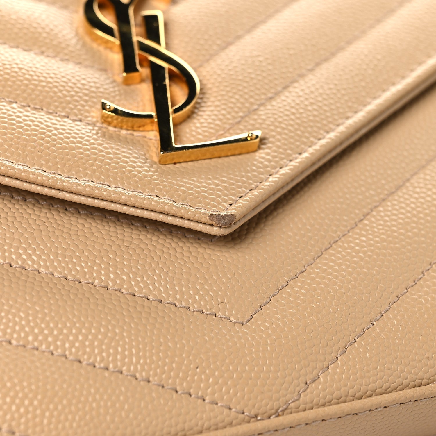 Grain De Poudre Matelasse Chevron Monogram Chain Wallet Nude Powder