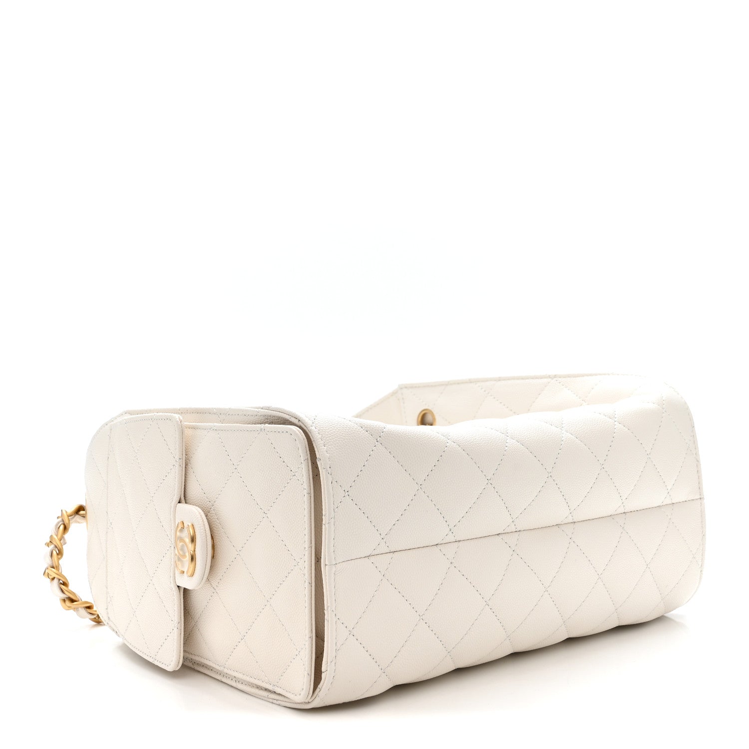 Caviar Quilted Small Chanel 25 Handbag White