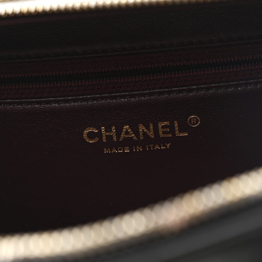 Lambskin Quilted Medium Trendy CC Bowling Bag Black