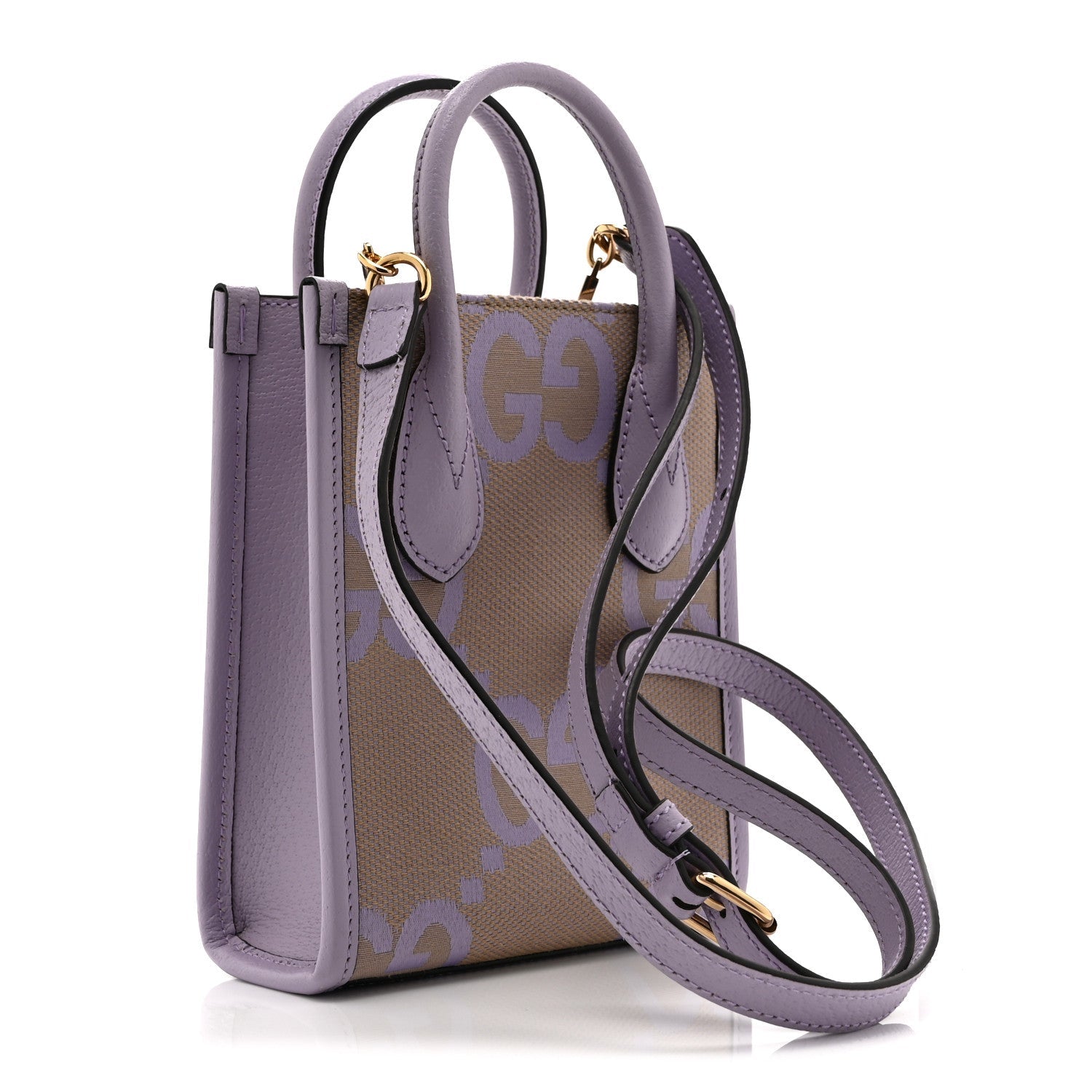 Monogram Jumbo GG Textured Dollar Calfskin Mini Tote Bag Beige Lapis