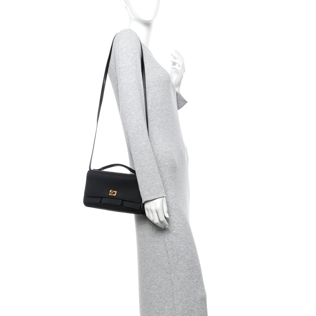 Smooth Calfskin Small Bel Air Clutch On Strap Black