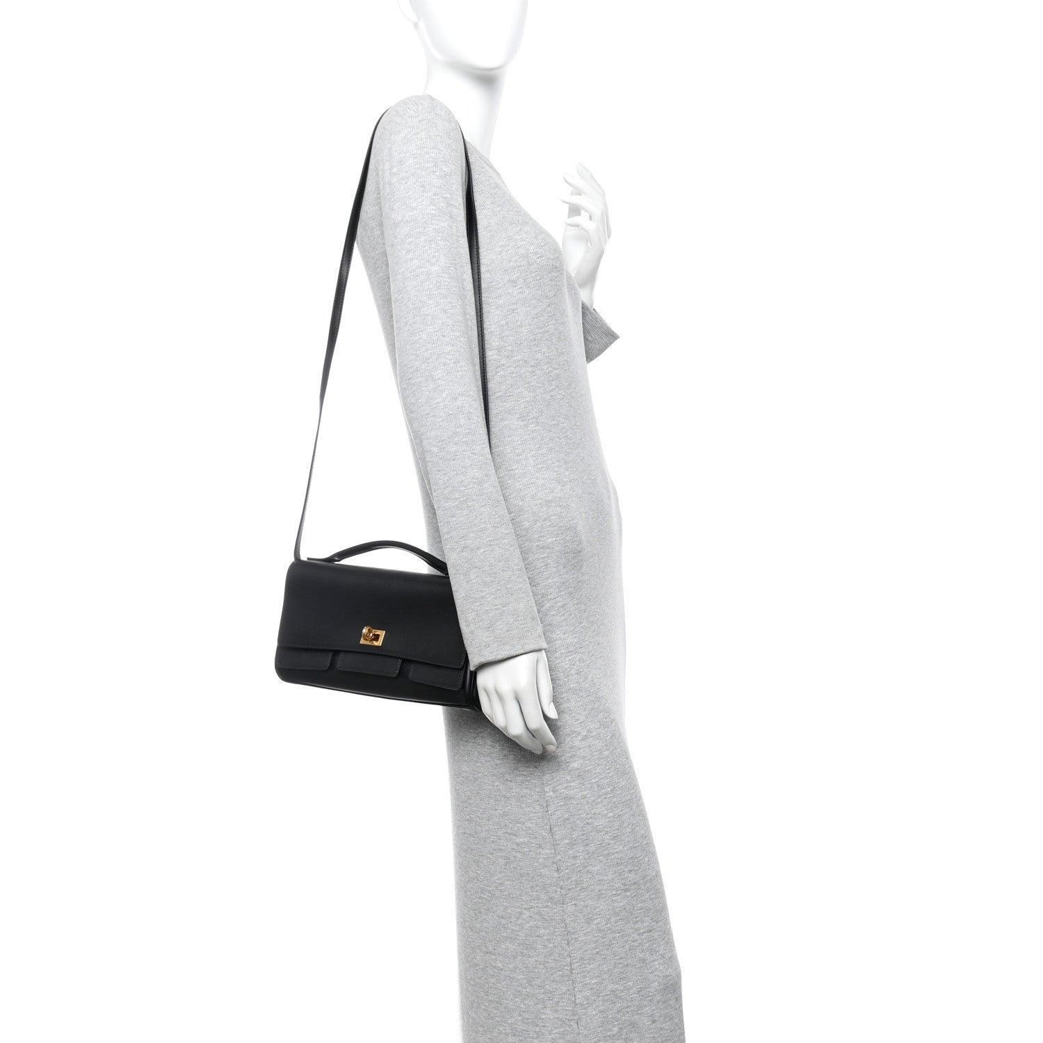 Smooth Calfskin Small Bel Air Clutch On Strap Black