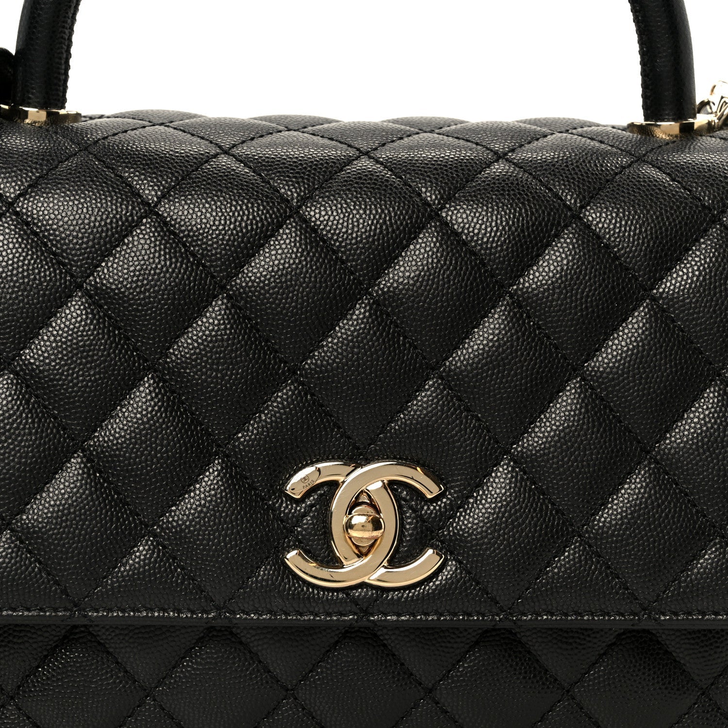 Caviar Quilted Small Coco Handle Flap Black