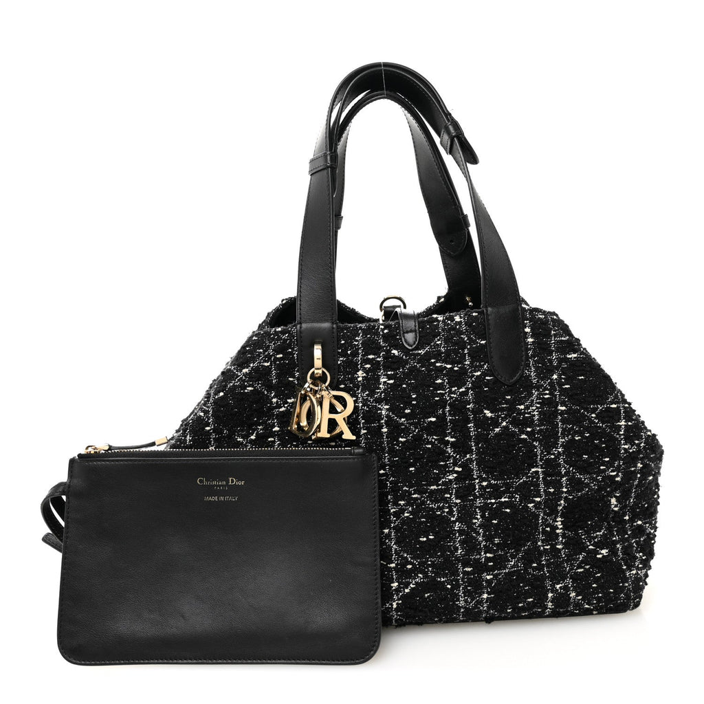 Calfskin Tweed Cannage Medium Toujours Black White