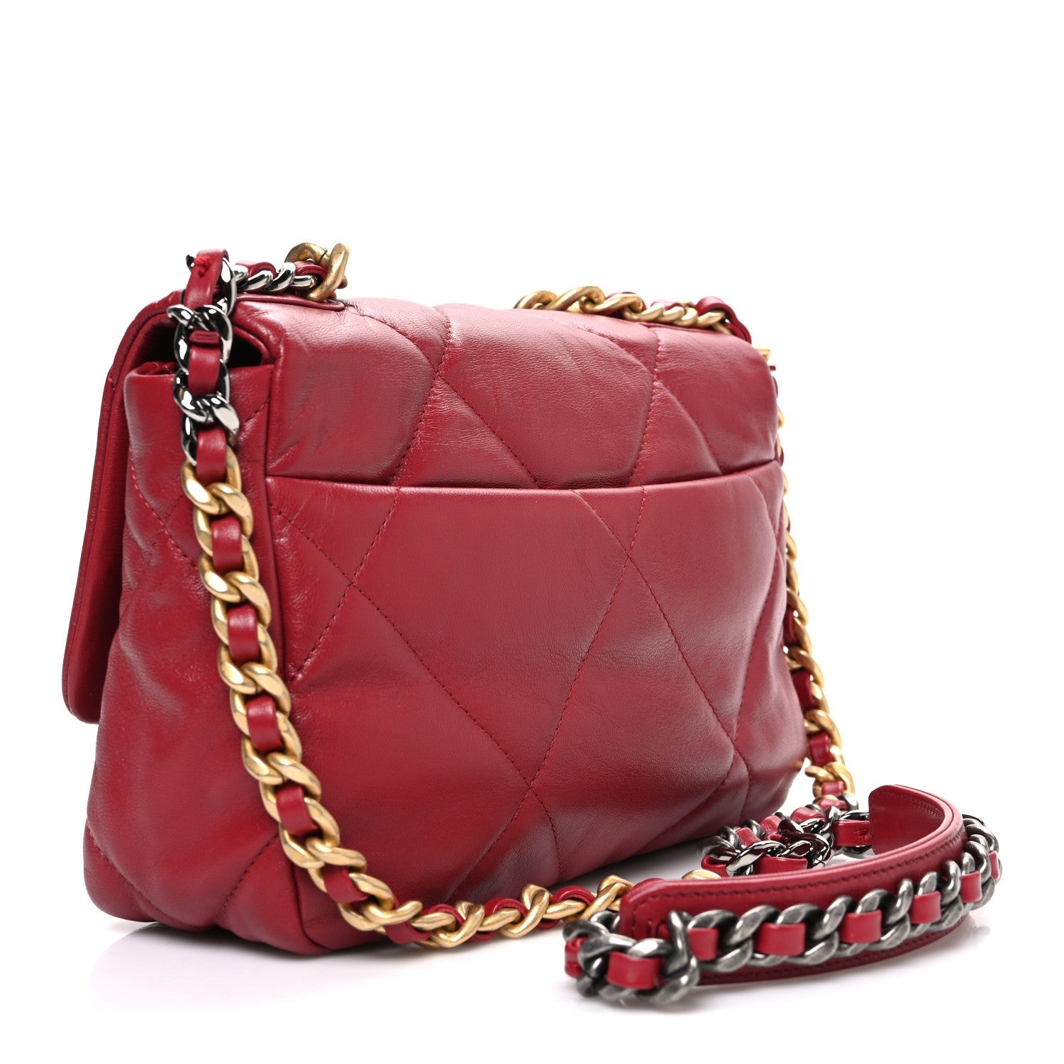 Goatskin Quilted Medium Chanel 19 Flap Red