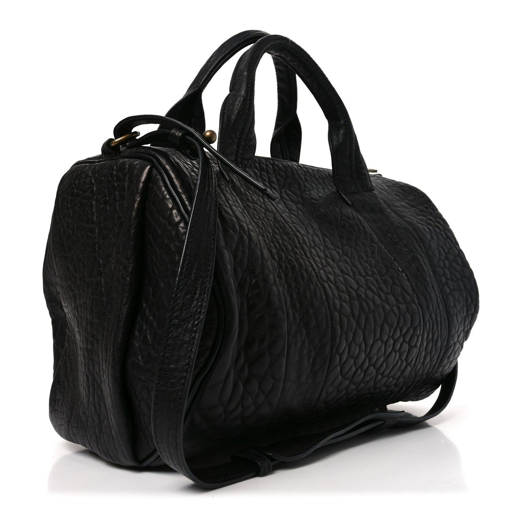 Pebbled Lambskin Rockie Black Antique Brass Hardware