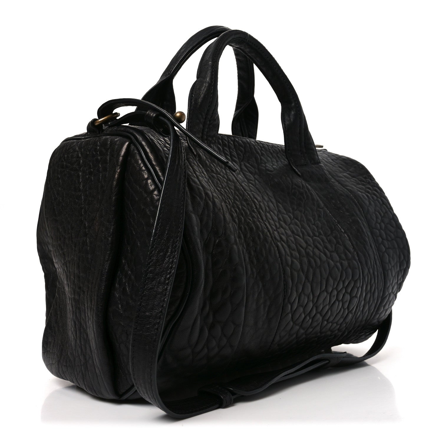 Pebbled Lambskin Rockie Black Antique Brass Hardware