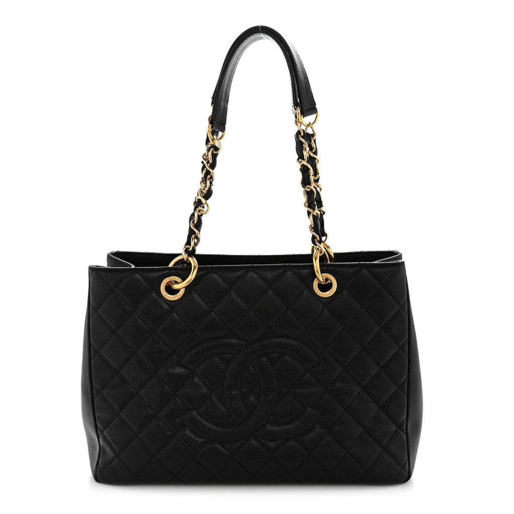 Caviar Quilted Grand Shopping Tote GST Black