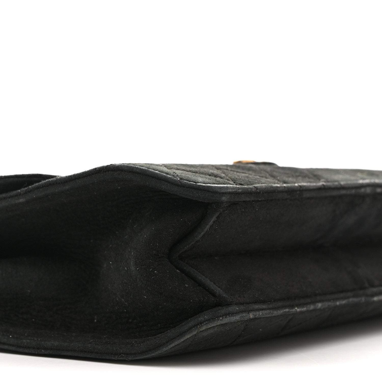 Suede Quilted Medium Single Flap Black
