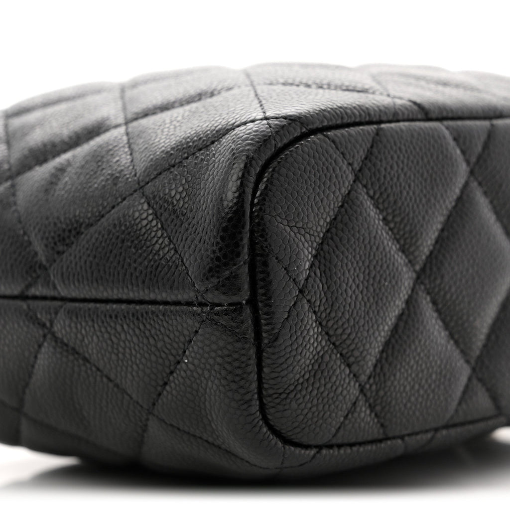 Caviar Quilted Hobo Clutch With Chain  Black
