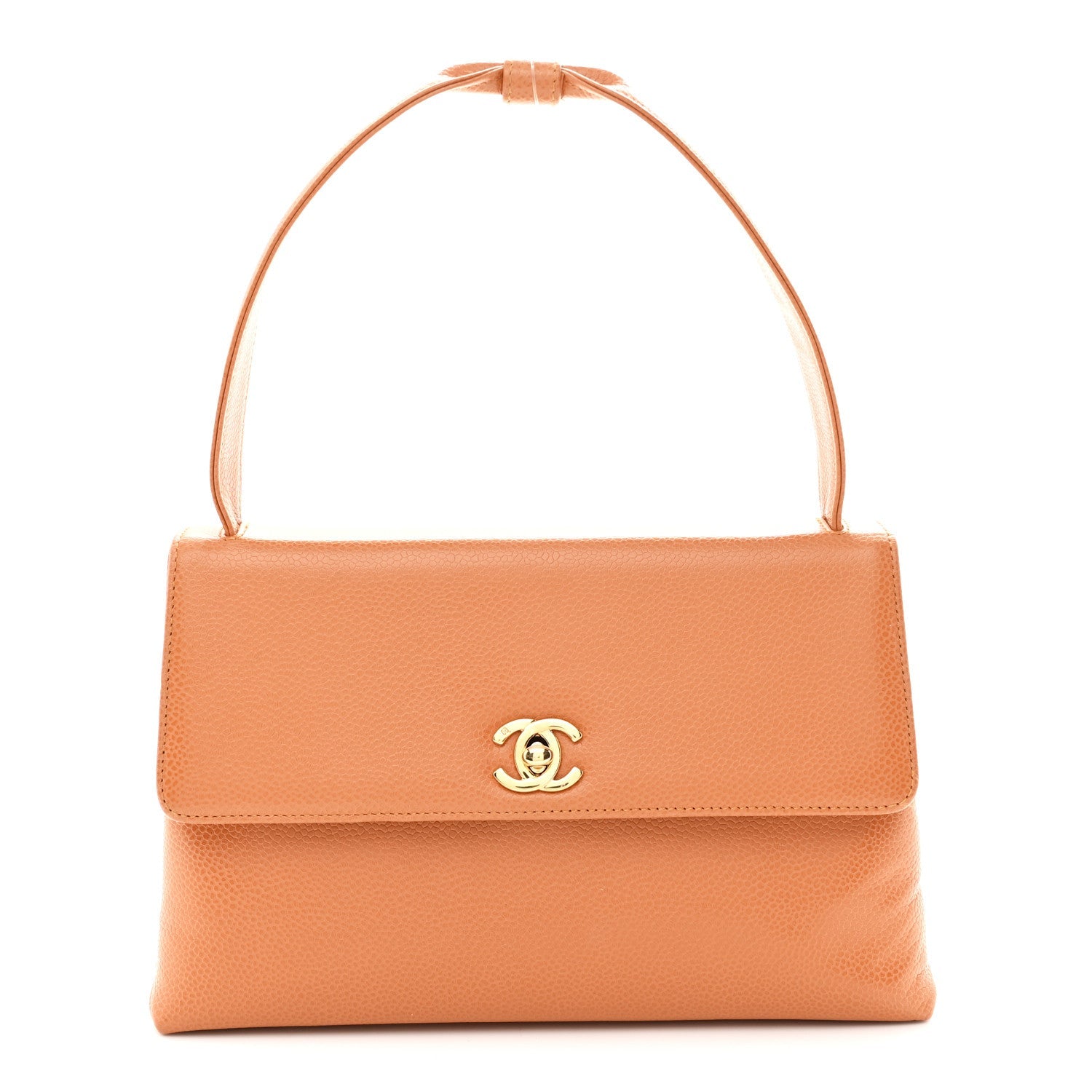 Caviar Top Handle Kelly Flap Brown