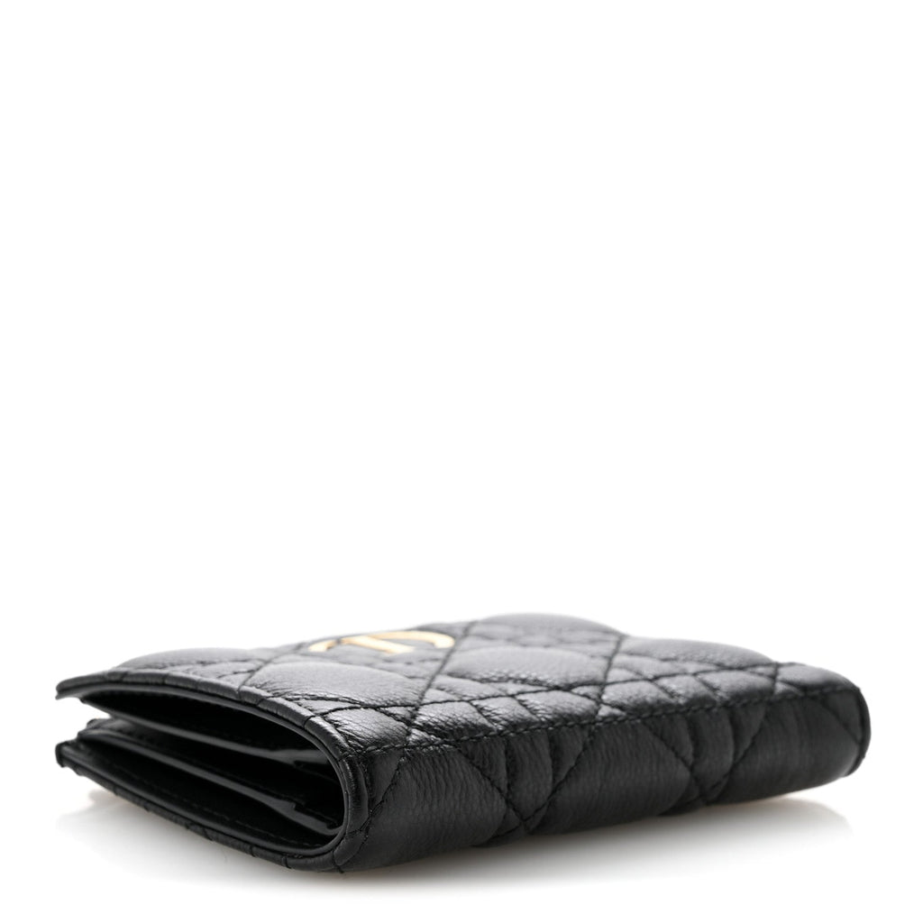 Grained Calfskin Supple Cannage Caro Dahlia Wallet Black