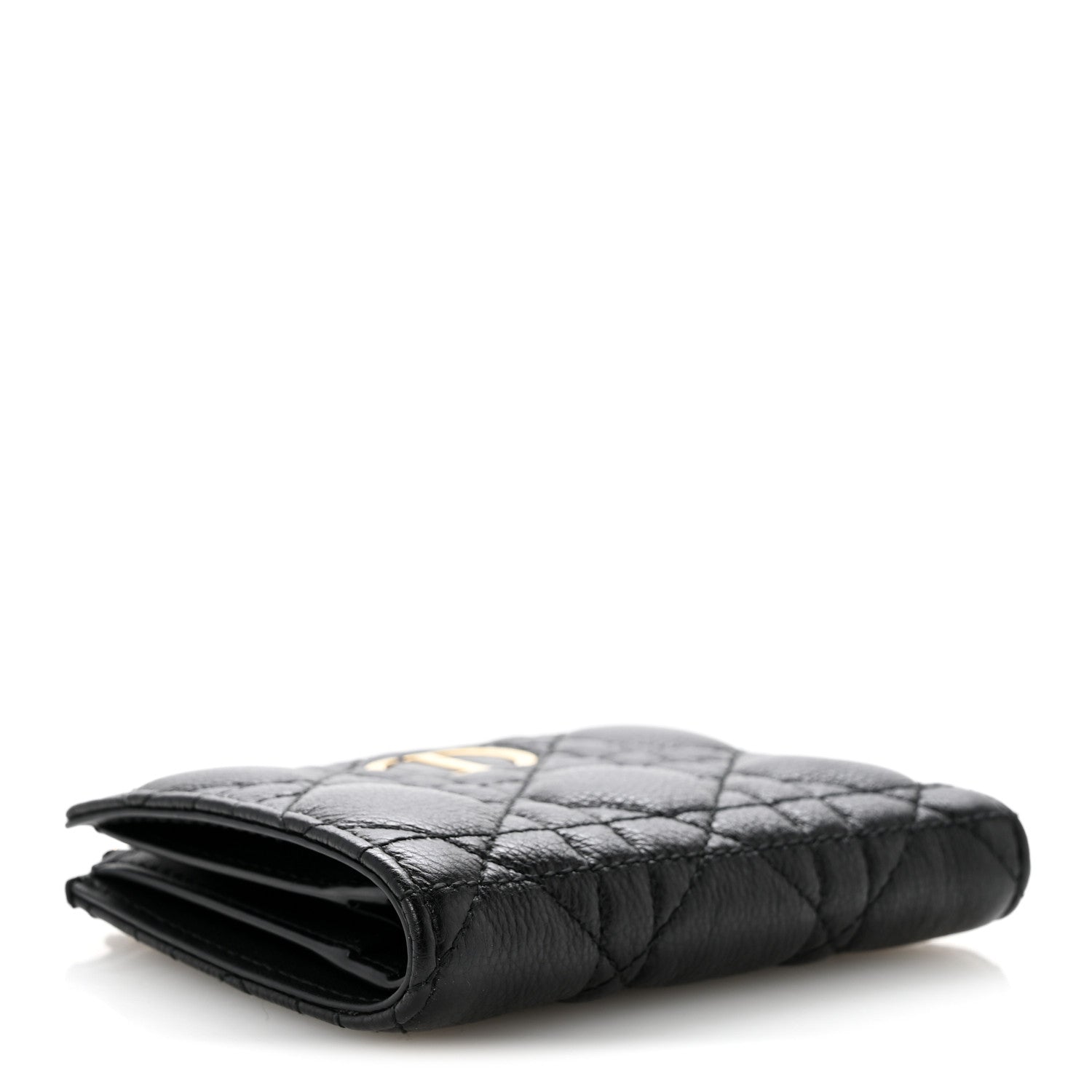 Grained Calfskin Supple Cannage Caro Dahlia Wallet Black