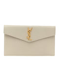 Calfskin Crocodile Embossed Uptown Monogram Pouch Crema Soft