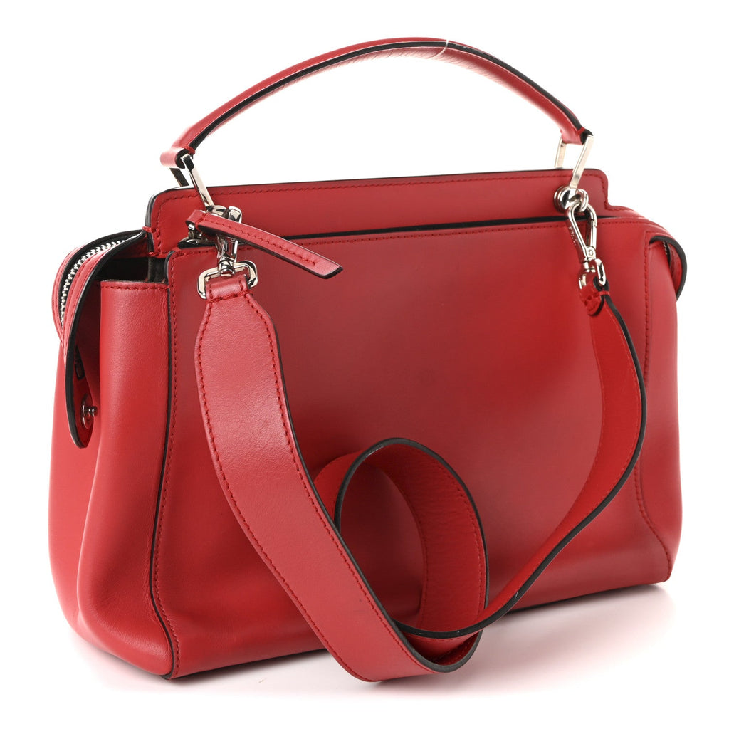Vitello Baltico Dolce Shiny Nappa Lace Up DotCom Satchel Red