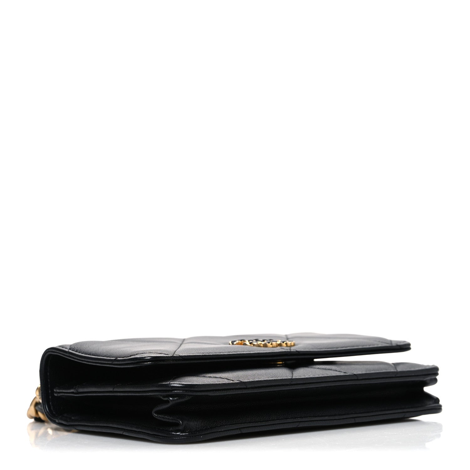 Lambskin Quilted Chanel 19 Wallet On Chain WOC Black
